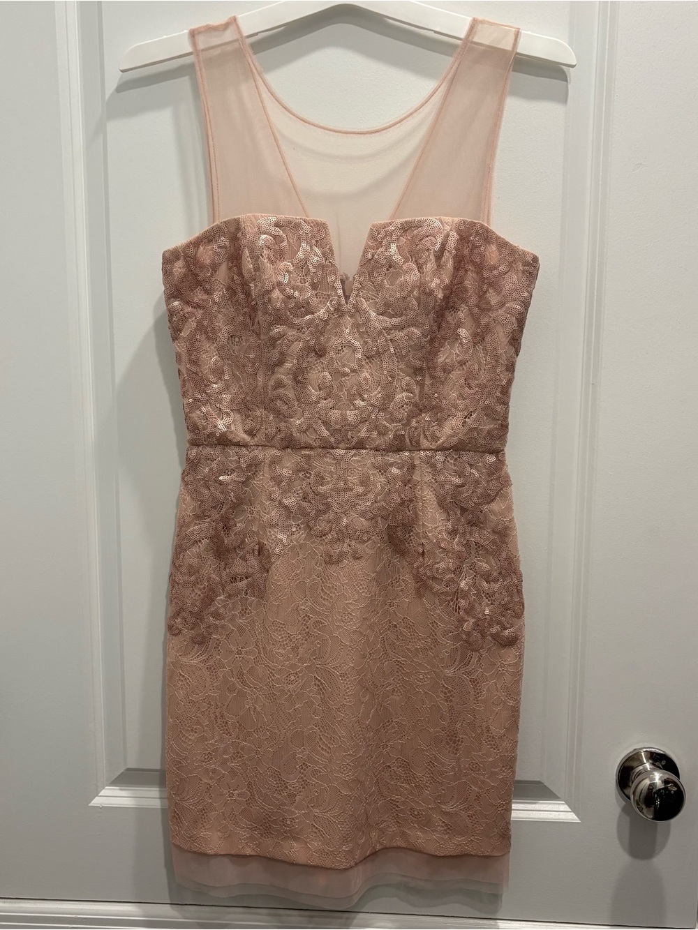 BCBGMAXAZRIA DUSTY PINK SEQUINED COCKTAIL DRESS